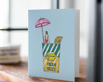 Lemonade Card, Rhode Island, Summer, Thinking of You Card, Best Friend Card, Blank Card, Frozen Lemonade, Cute Card, Rhode Island Gift