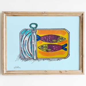 Sardine Wall Art, Sardine Can Art, Wall Decor, Fish Art, Sea Life Art