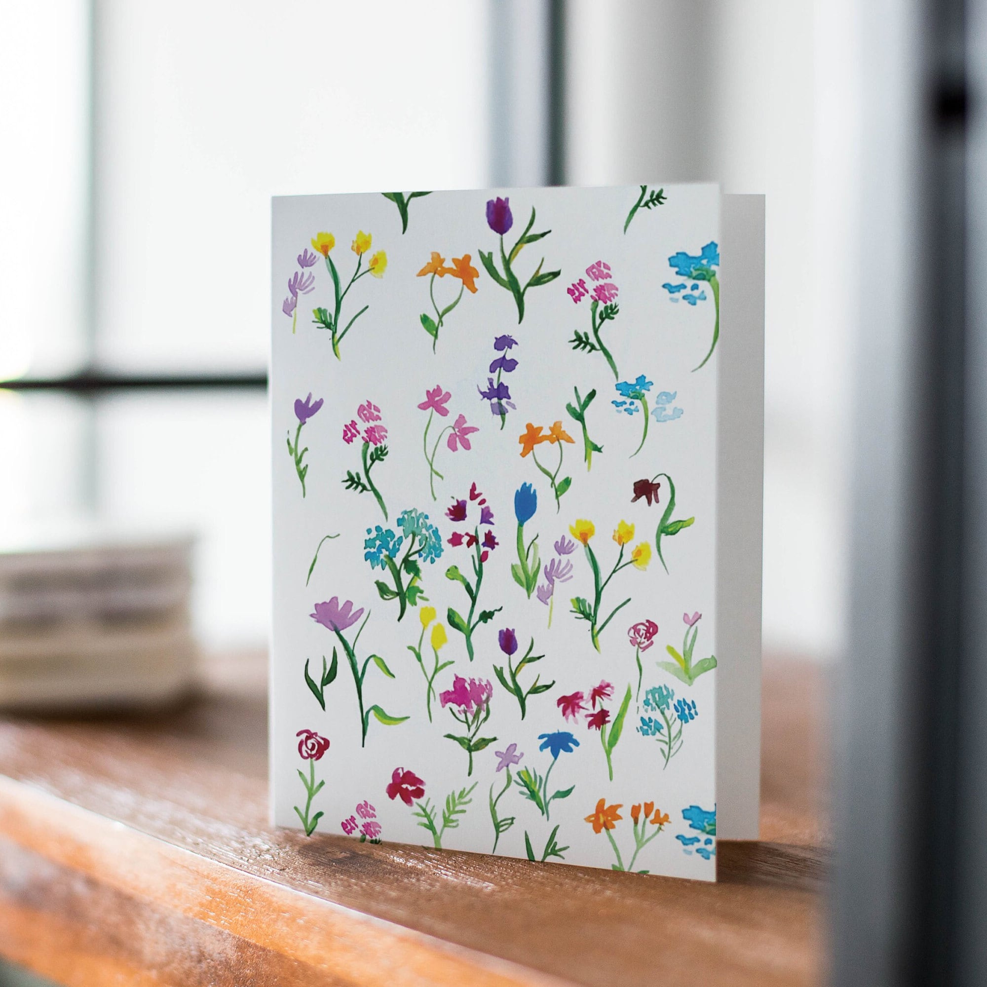 Pretty Watercolor Flower Painting Greeting Card, Thank You Card, Blank ...
