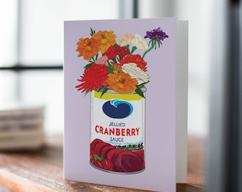 Cranberry Sauce Thanksgiving Floral Greeting Card