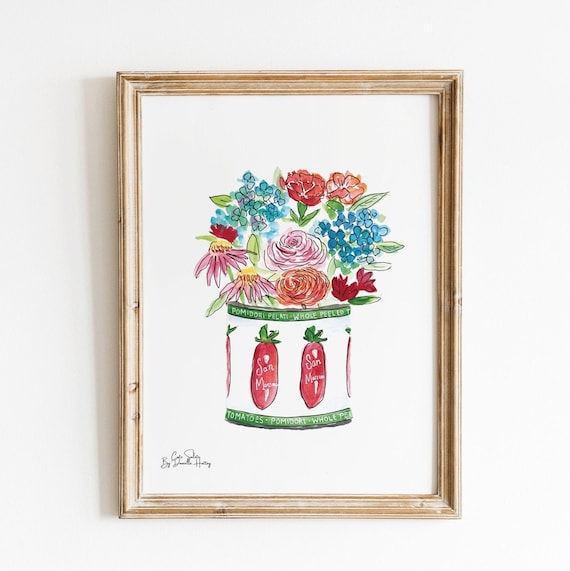 Tomato Can Wall Art, San Marzano Wall Print, Floral Wall Poster