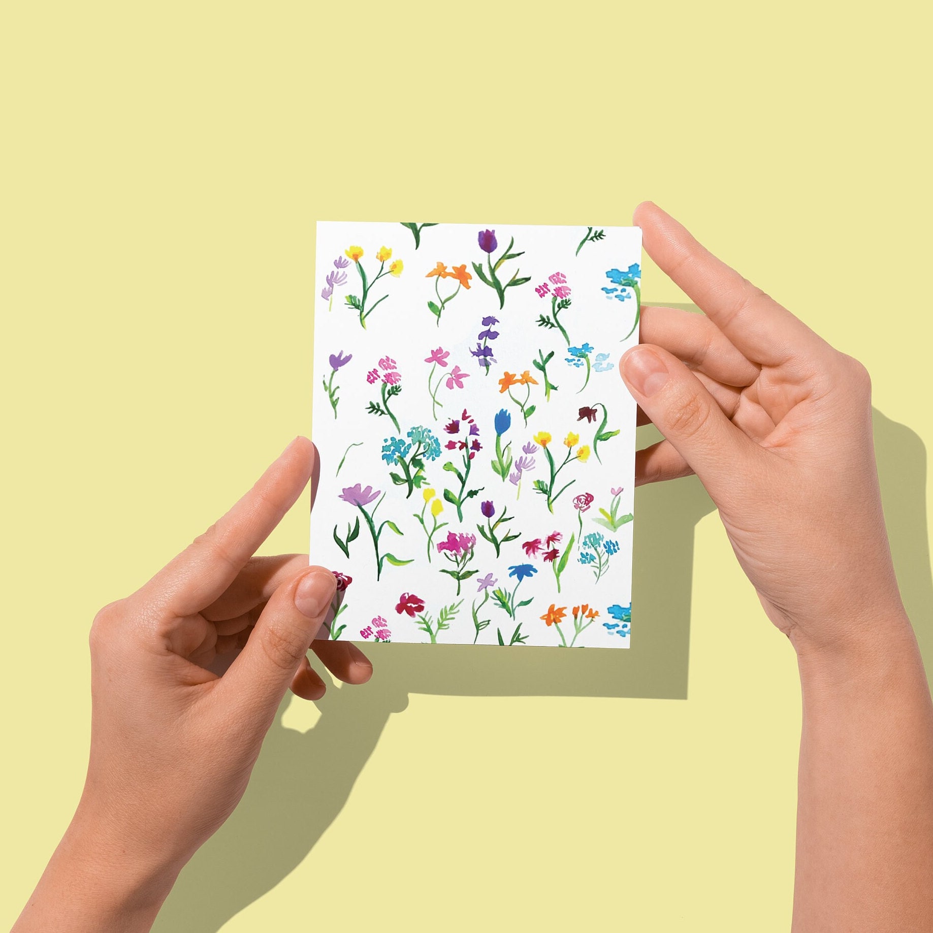 Pretty Watercolor Flower Painting Greeting Card, Thank You Card, Blank ...