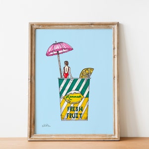 Dels Lemonade Wall Art, Rhode Island Art Print Illustrated Art, Kitchen Decor, Bar Cart Art, Dorm Decor, Rhody Art, New England Wall Art