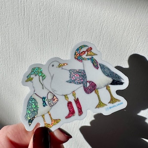 Pegatina para cuaderno, diario y botella de agua con destellos de gaviota