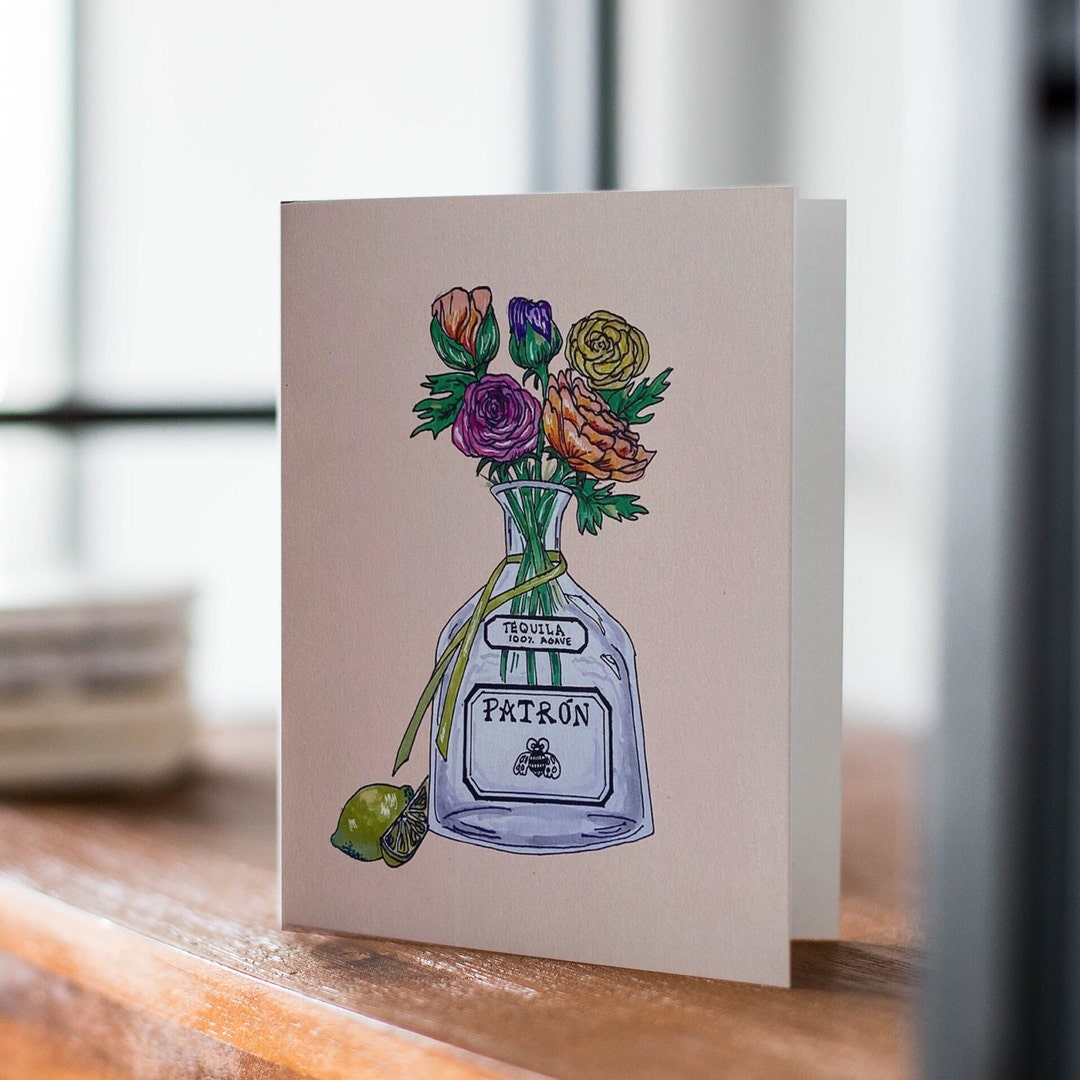 Tequila Karte, Blanko Karte, Alkohol Karte, Handgemachte Karte