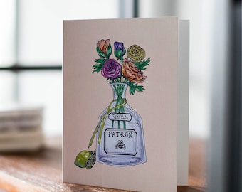 Tequila Card, Blank Card, Alcohol Card, Handmade Card, Thank You Note