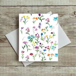 Watercolor Flower Painting Greeting Card, Thank You Card, Blank Card