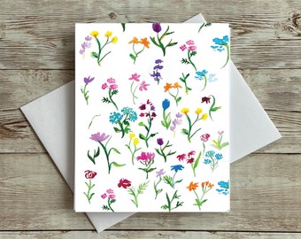 Watercolor Flower Painting Greeting Card, Thank You Card, Blank Card