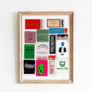 Restaurant Matchbook Wand Kunstdruck, kultige NYC Wandkunst, New York City Wanddruck, Kunst im Wohnheim, Bar Warenkorb Kunst, Galeriewand, Wohnung Dekor