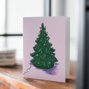Carte de voeux sapin de Noël en verre rétro