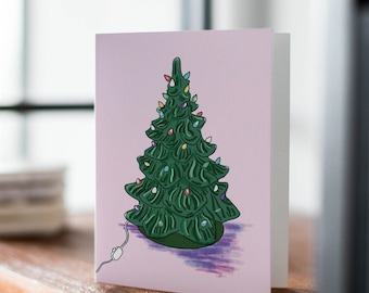 Retro Glass Christmas Tree Greeting Card