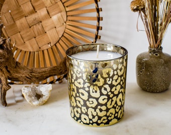 Gold & Black Leopard Candle | Large