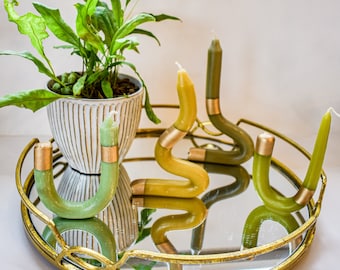 Shaped Taper Candles | Green Tones + Gold