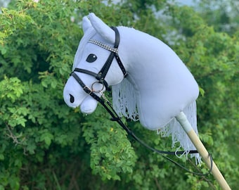 White Hobby Horse with bridle and reins