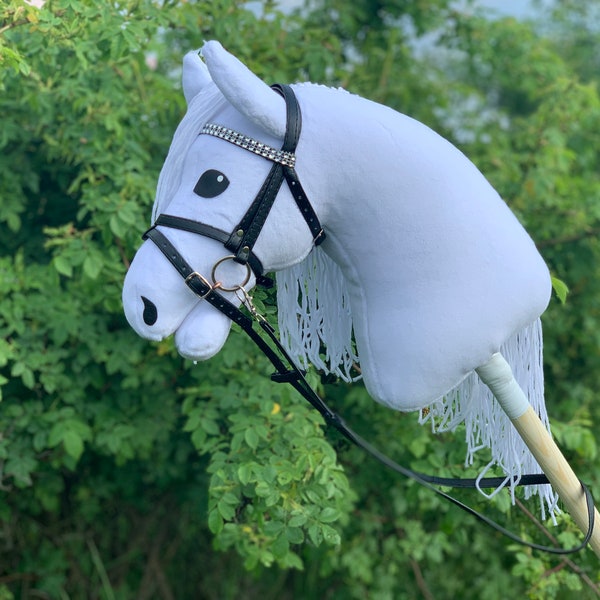 White Hobby Horse with bridle and reins