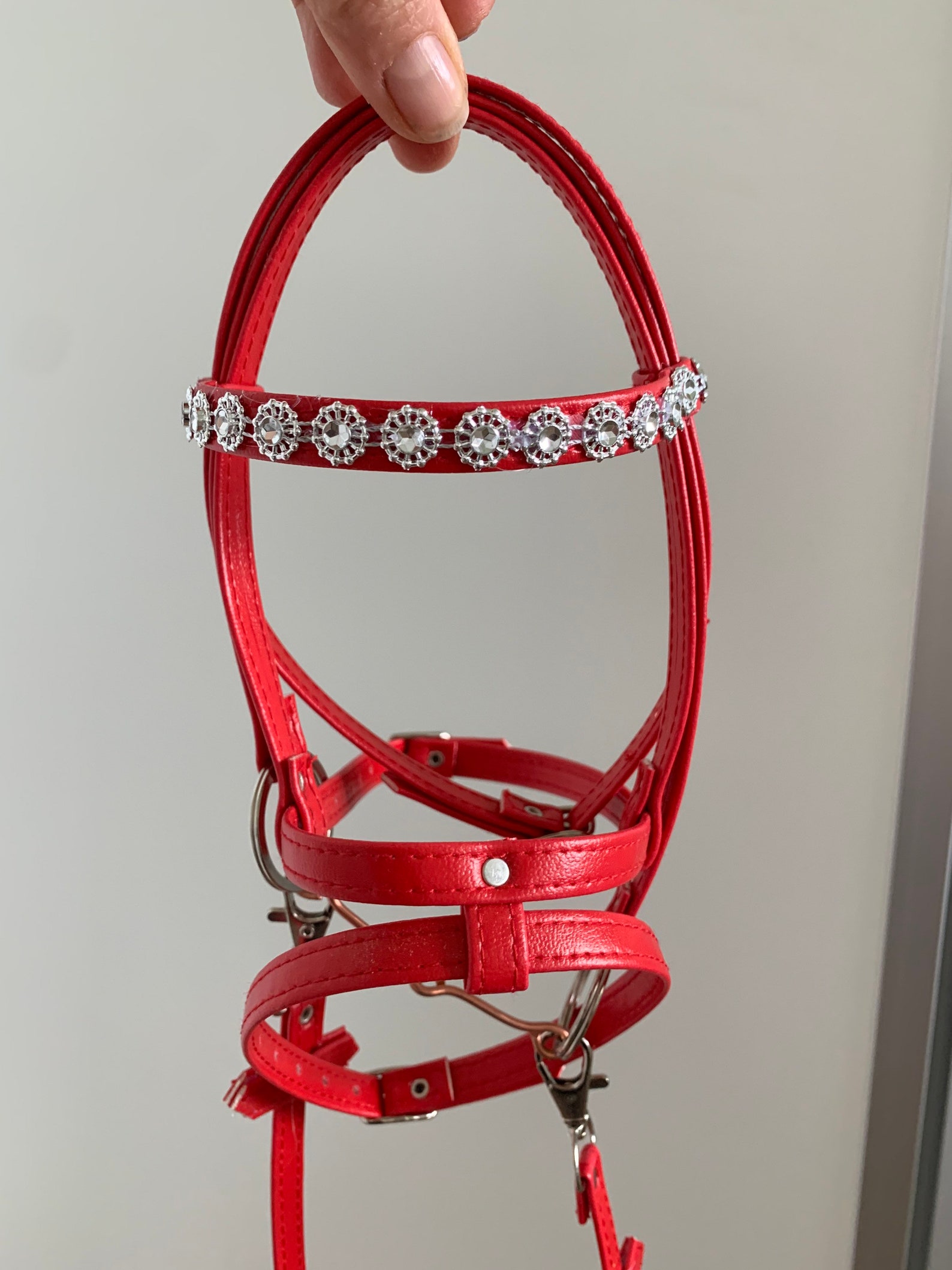 Red bridle with reins for Hobby Horse Etsy