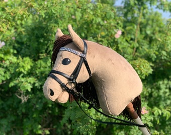 Buckskin Hobby Horse with bridle and reins