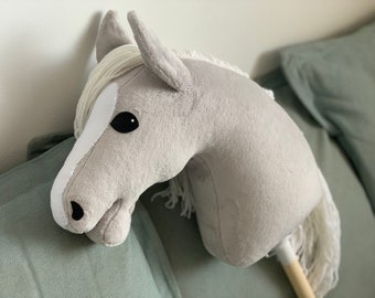 Cheval gris clair à crinière blanche