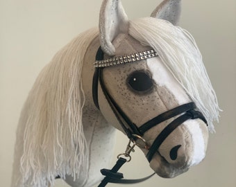 Gray Hobby Horse With Dark Dots and White Mane, Set With