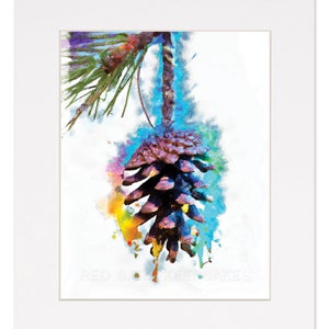 PINE CONE, Nature Art,  Watercolor Style Art, Pine Cone Print