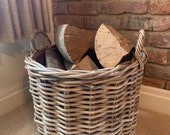 Premium Hessian Lined Rattan Log Basket