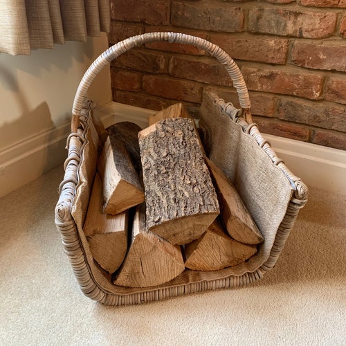 Premium Quality Hessian Lined Rattan Log Trug Basket Etsy UK