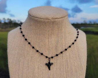 Shark tooth choker |  Gunmetal Chain