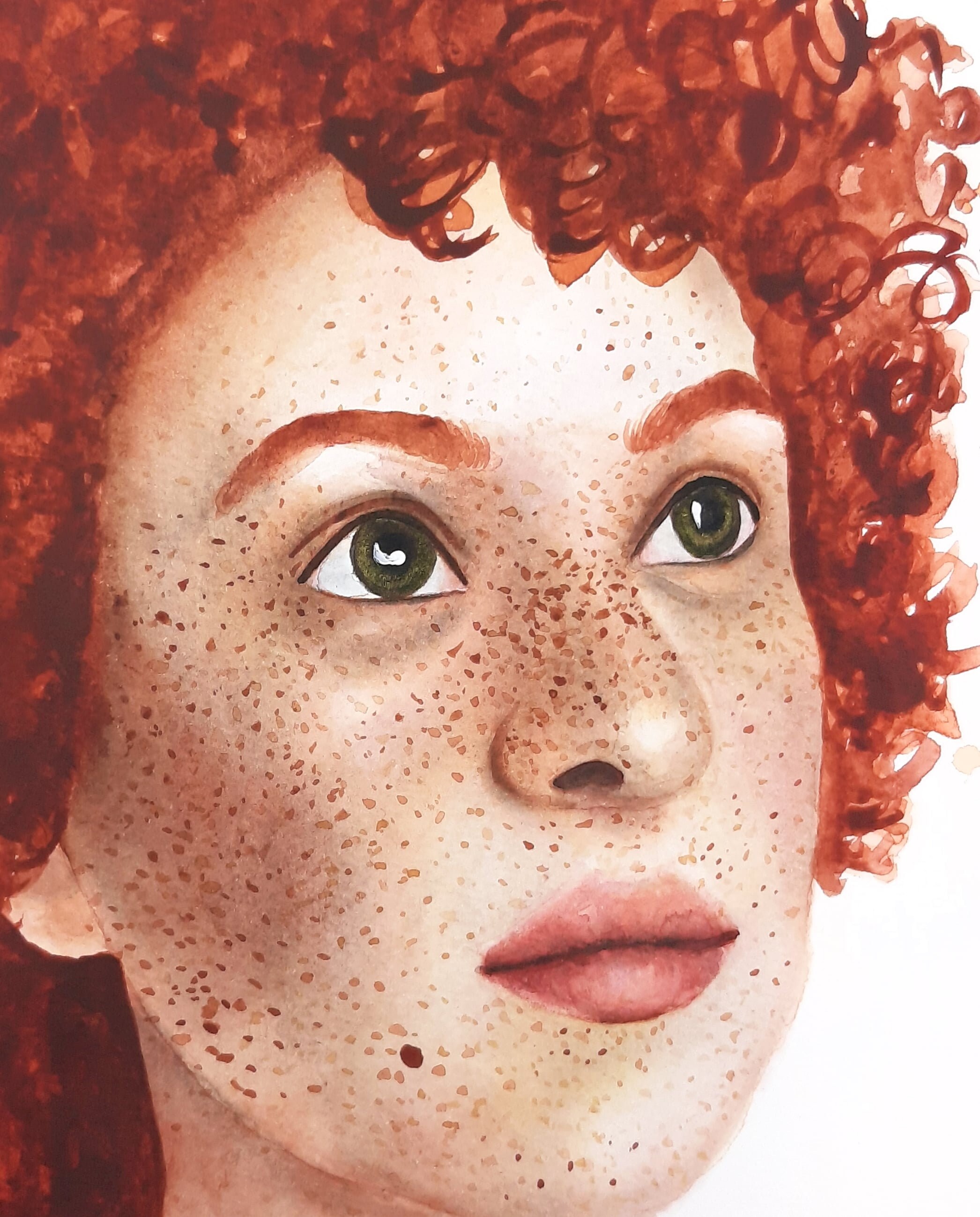 Watercolour Painting Female Portrait with red hair and Etsy