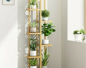 Wood Plant Stand , Outdoor Flower Shelf Stand,5 6 Tiers Ladder Shelf