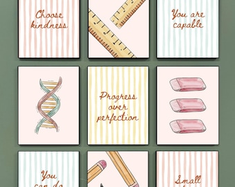 30 Printable Classroom Decor Bundle | Neutral & Pastel Classroom Posters | Teacher Posters Printable | Middle School Classroom Decor
