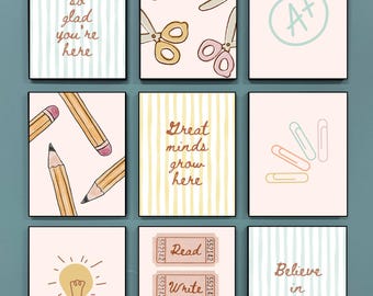 Classroom Posters: Positive Teacher Quotes, Pastel Colors (Digital Download)
