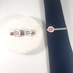 Montreal Canadiens cufflinks and tie clip set groomsman gift