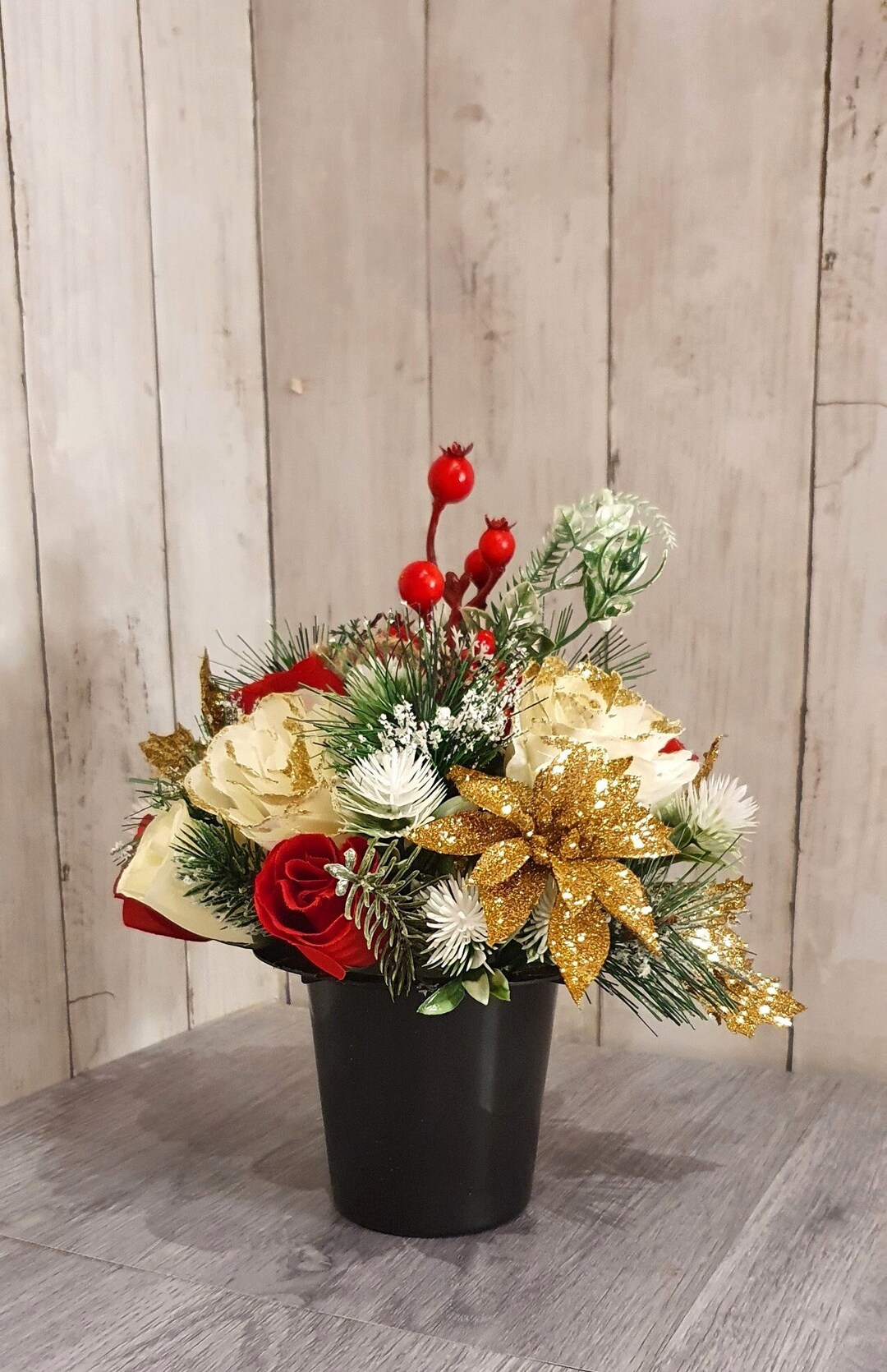 Christmas Flower Grave Pot Artificial Flower Grave Pot Etsy UK