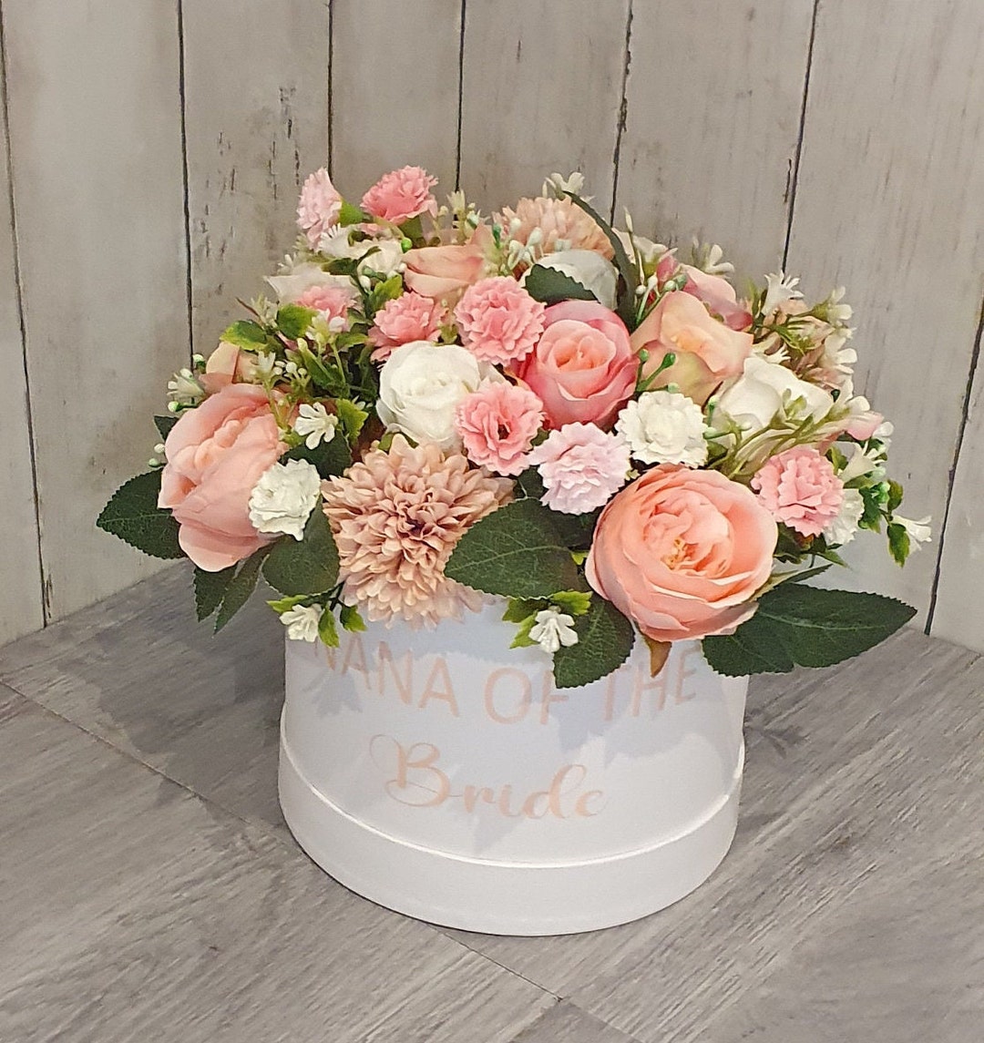Artificial Flower Hat Box, Mother of the Bride Gift, Mother of the Groom Wedding Gift. Wedding