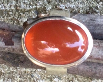 Carnelian Agate Ring in Sterling Silver,, size 7.5