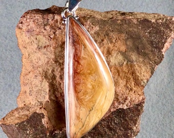 California Tiger Eye Pendant in Sterling Silver 25 x75 mm.