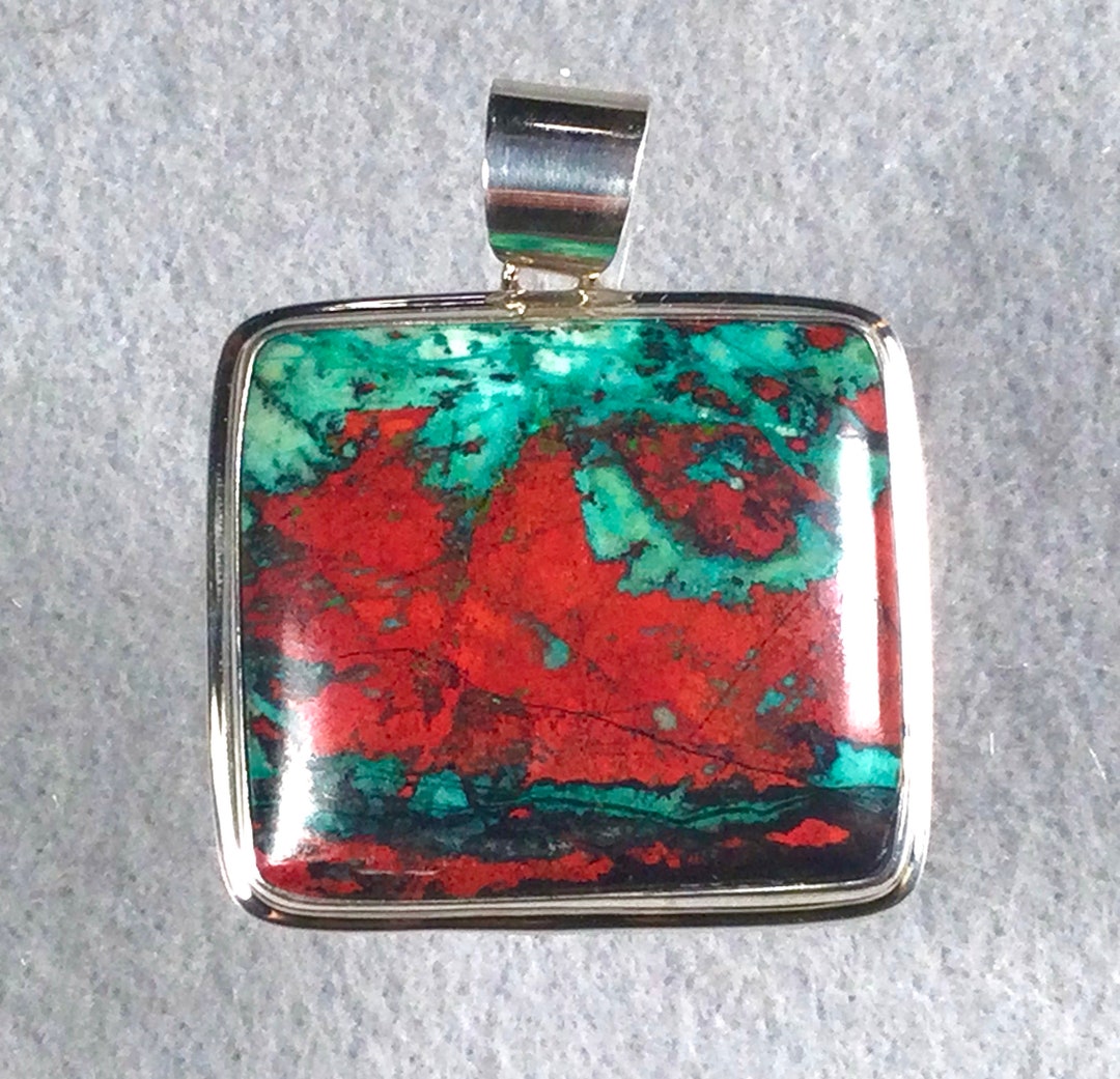 Sonora Sun Set Chryzocolla And Cuprite Pendant In Sterling Silver 38x42 