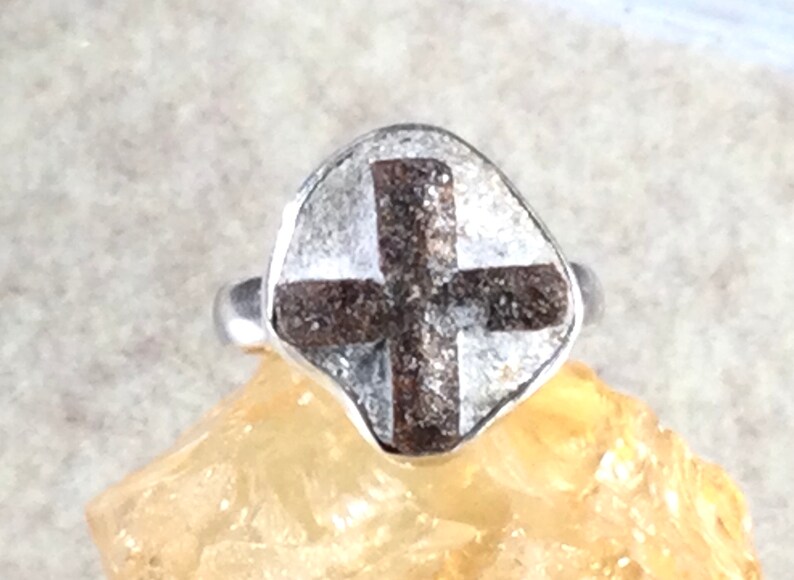Staurolite Ring in Sterling Silver size 7.0