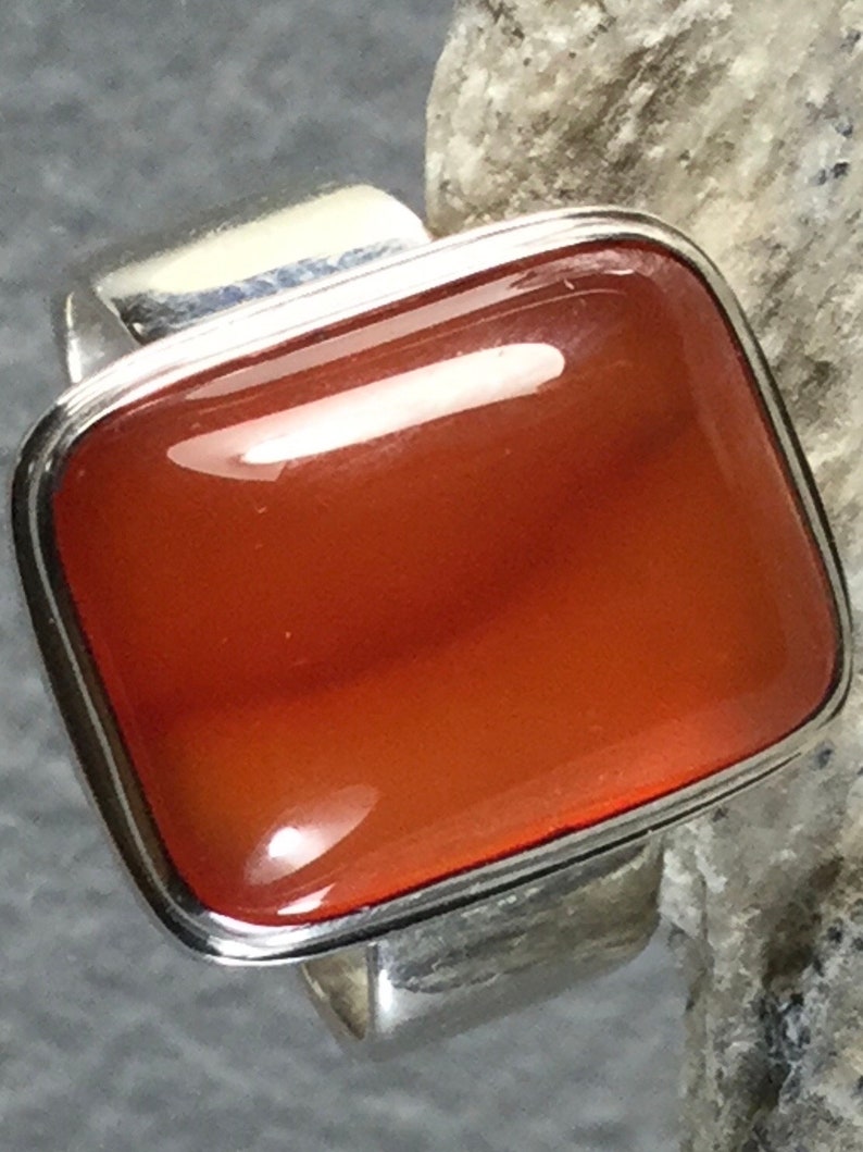 Carnelian Agate Ring in Sterling Silver size 8.5