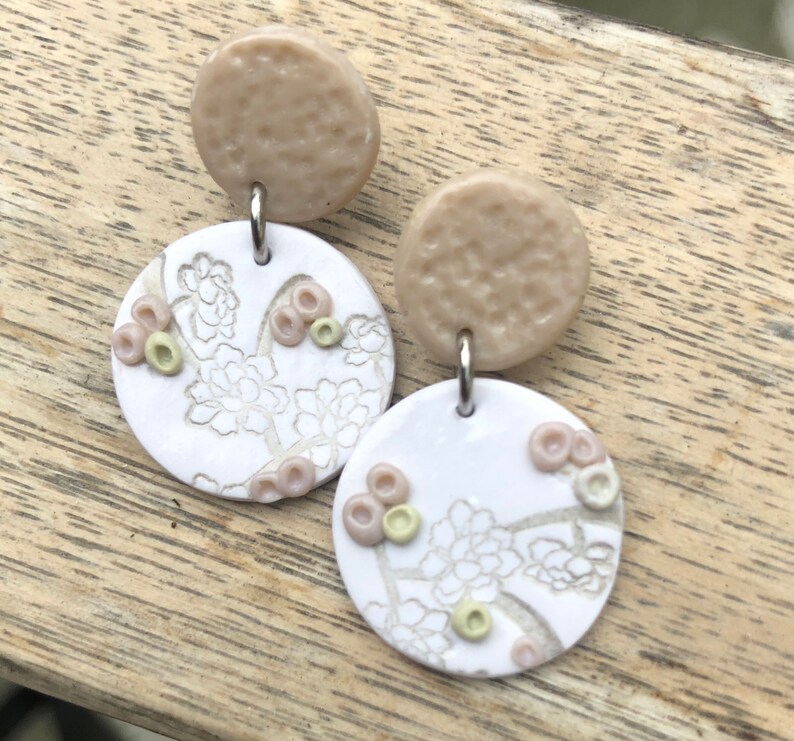 Cherry Blossom Sakura Polymer Clay Earrings