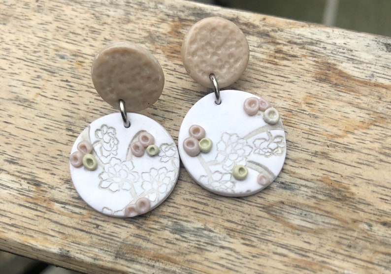 Cherry Blossom Sakura Polymer Clay Earrings