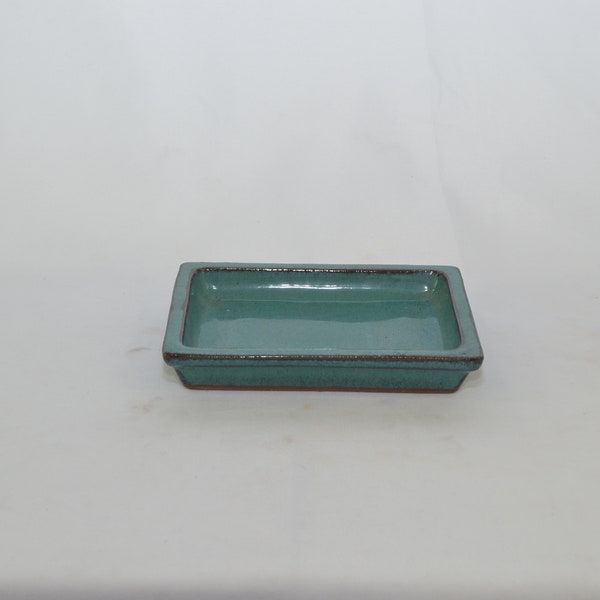 Bonsai ceramic humidity tray, rectangular shape, Teal color, hard to find!