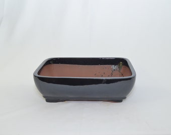 Bonsai ceramic pot 12" , rectangle shape, black color