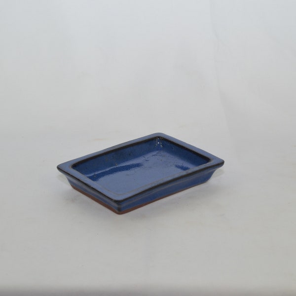 Bonsai ceramic humidity tray, rectangular shape, blue color, hard to find!