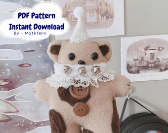 Teddy Bear Sewing Pattern - PDF Digital Download - Plush Sewing DIY Project - No Physical Items Sent