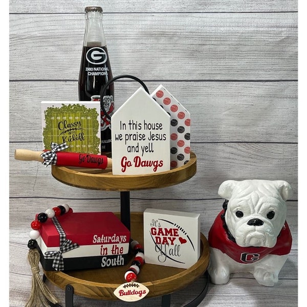 College football Tiered tray decor, Bulldogs football decor, collegiate tiered tray, football decor, #Georgia