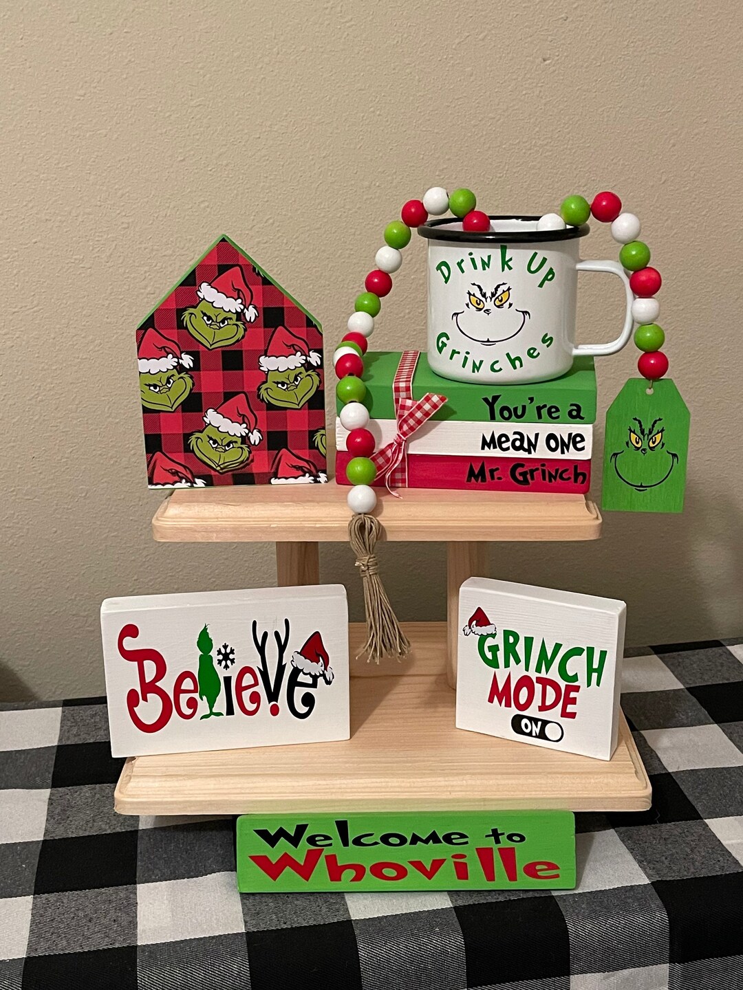 Grinch Tiered Tray Decor Christmas Tiered Tray Decor Grinch Etsy