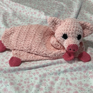Crochet Pig Lovey, Crochet Pig Snuggler, Crochet Animal Security Blanket