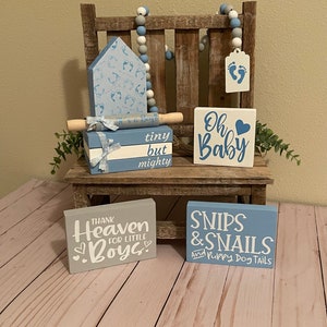 Baby boy tiered tray decor, baby shower decor, it’s a boy, gift for baby shower, baby boy decor, baby nursery decor, new mom gift
