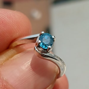 Blue Zircon Ring, Oval Blue Zircon Statement Ring - Elegant Sterling Silver Gift for Her - Size 6.5 - Stunning Blue Zircon Solitaire Ring